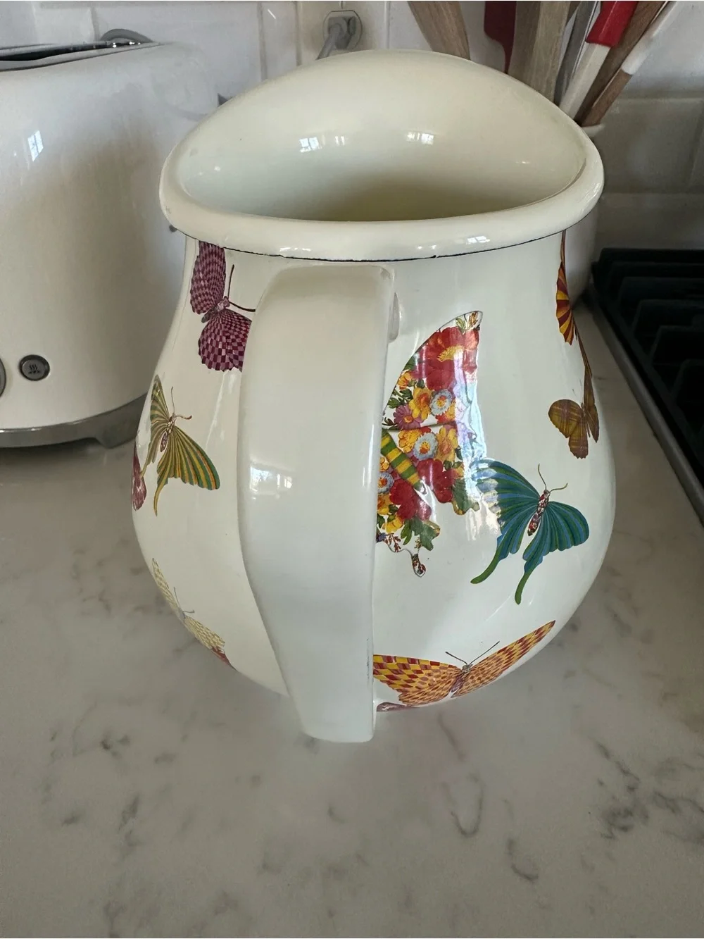 Mackenzie Childs Butterfly Garden enamel pitcher